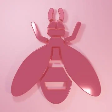 Pink Bee icon isolated on pink background. Sweet natural food. Honeybee or .. Illustrazione stock