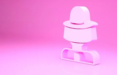 Pink Beekeeper with protect hat icon isolated on pink background. Special Illustrazione stock