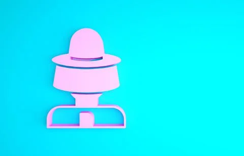 Pink Beekeeper with protect hat icon isolated on blue background. Special Illustrazione stock