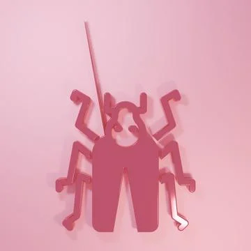 Pink Beetle bug icon isolated on pink background. Minimalism concept. 3D re.. Stock Illustration