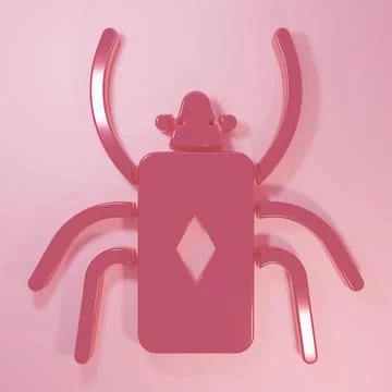 Pink Beetle bug icon isolated on pink background. Minimalism concept. 3D re.. Stock Illustration