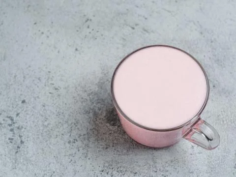 Pink beetroot latte or red velvet latte Stock Photos