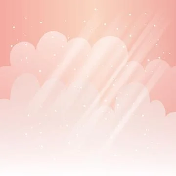 Pink beige Background clouds, sky with sun rays, valentines day, spring hol.. Stock Illustration