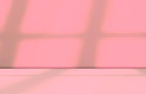 Pink Beige Background Wall Studio Kitchen Podium Light Shadow Leaf Summer Fotos Stock