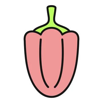 Pink bell pepper vegetable flat vector icon design Stock Illustration