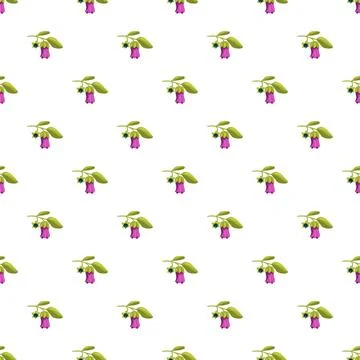 Pink bellflower seamless pattern creating floral backdrop Illustrazione stock