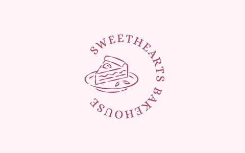 Pink Berry Cake Slice Bakery Logo Vector Template Stock Illustration