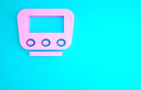 Pink Bicycle speedometer icon isolated on blue background. Minimalism concept Stock Illustration