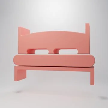 Pink Big bed for two or one person icon isolated on pink background. Minima.. Stock Illustration
