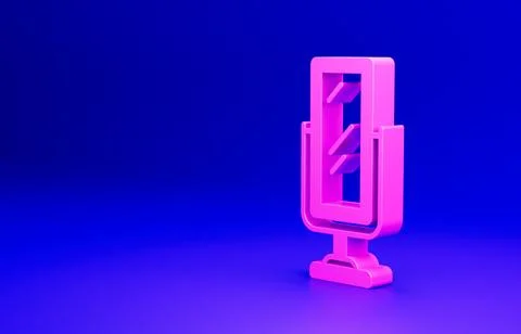 Pink Big full length mirror for bedroom, shops, backstage icon isolated on blue Illustrazione stock