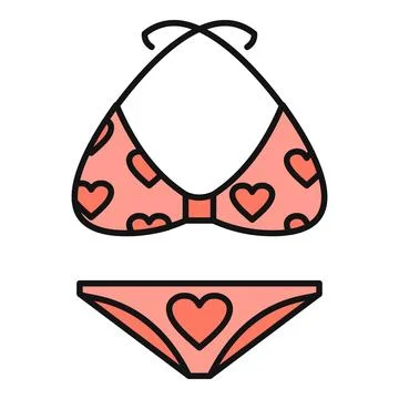 Pink bikini with hearts pattern for summer vacation Stock Illustration