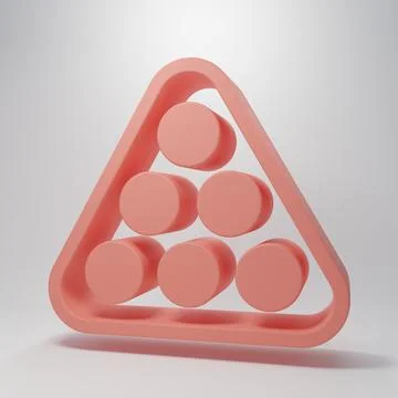 Pink Billiard balls in a rack triangle icon isolated on pink background. Mi.. Illustrazione stock