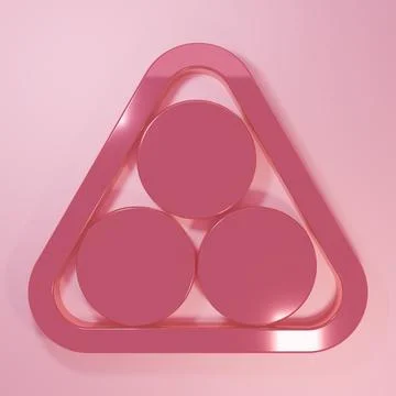 Pink Billiard balls in a rack triangle icon isolated on pink background. Mi.. Illustrazione stock