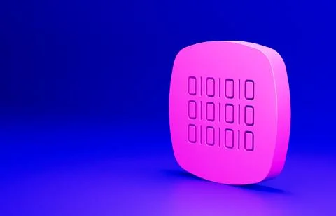 Pink Binary code icon isolated on blue background. Minimalism concept. 3D render 스톡 일러스트