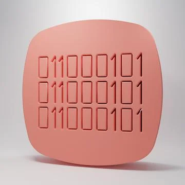 Pink Binary code icon isolated on pink background. Minimalism concept. 3D r.. 스톡 일러스트