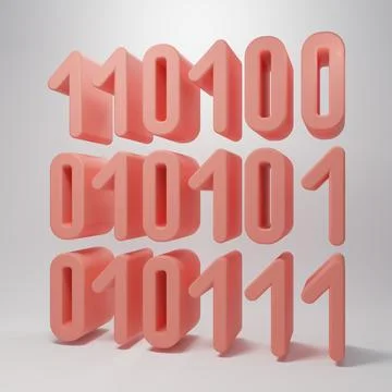 Pink Binary code icon isolated on pink background. Minimalism concept. 3D r.. 스톡 일러스트