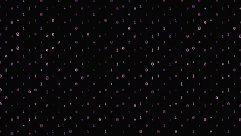 Pink binary code scrolling across a dark background Stock Footage 346663619