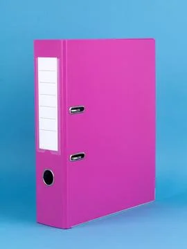 Pink  Binder File Folder, close up. brand identity design set mockup: folder, Stock Photos