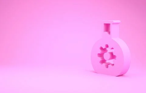 Pink Bioengineering icon isolated on pink background. Element of genetics and Stock Illustration