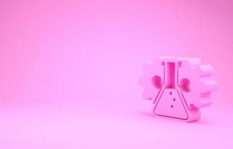 Pink Bioengineering icon isolated on pink background. Element of genetics and Stock Illustration