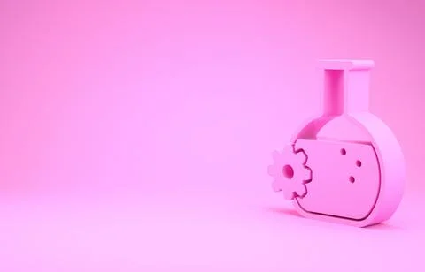 Pink Bioengineering icon isolated on pink background. Element of genetics and Stock Illustration