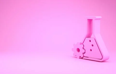 Pink Bioengineering icon isolated on pink background. Element of genetics and Stock Illustration