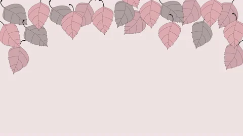 PInk birch tree leaves frame on light pink background. Hand drawn. Frame. Stock Footage 136369802