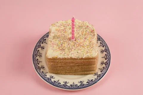 Pink birthday bread Stock Photos