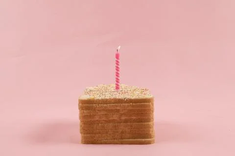 Pink birthday bread Stock Photos