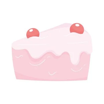 Pink birthday cake portion Stock Illustration
