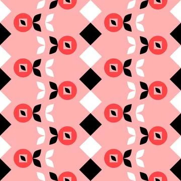 Pink black contrast geometric seamless pattern, easy to recolor Stock Illustration