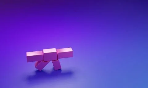 Pink Black karate belt icon isolated on purple-blue background. Minimalism .. Stock Illustration
