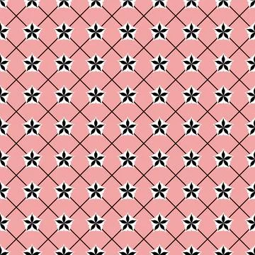 Pink black seamless pattern star cosmos, decorative background for textile Stock Illustration
