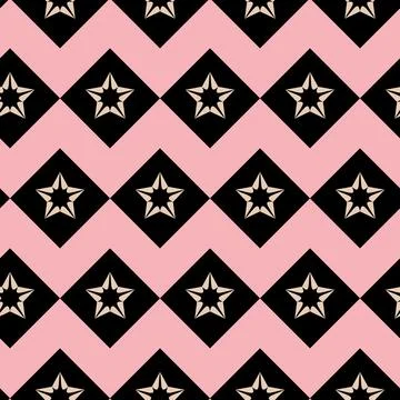 Pink black seamless pattern star cosmos, decorative background for wrapping p Stock Illustration