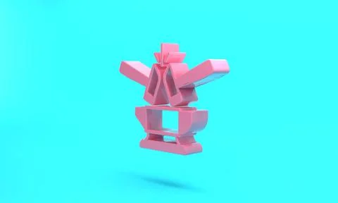 Pink Blacksmith anvil tool and hammer icon isolated on turquoise blue backgro Illustrazione stock