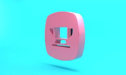 Pink Blacksmith anvil tool icon isolated on turquoise blue background. Metal  Stock Illustration