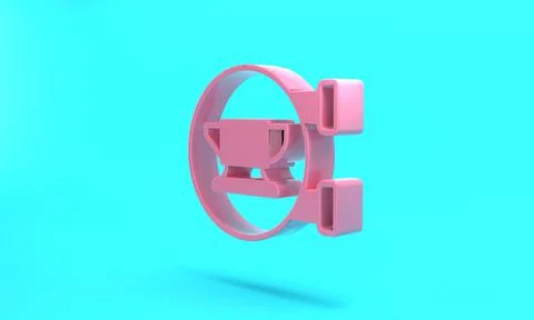 Pink Blacksmith anvil tool icon isolated on turquoise blue background. Metal  Stock Illustration