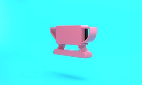 Pink Blacksmith anvil tool icon isolated on turquoise blue background. Metal  イラスト素材
