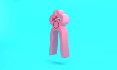 Pink Blacksmith pliers tool icon isolated on turquoise blue background. Minim Illustrazione stock