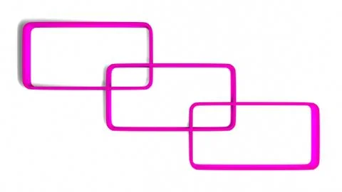 Pink blank frame on white background. 3d rendering Stock Illustration