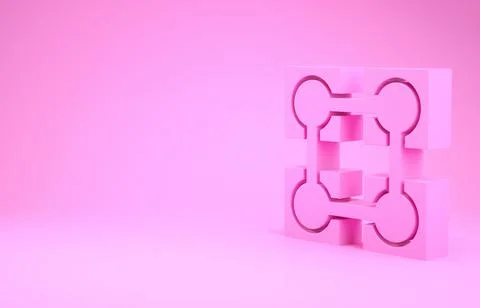 Pink Blockchain technology icon isolated on pink background. Cryptocurrency d イラスト素材