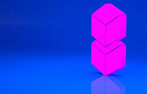 Pink Blockchain technology icon isolated on blue background. Cryptocurrency d Stock Illustration