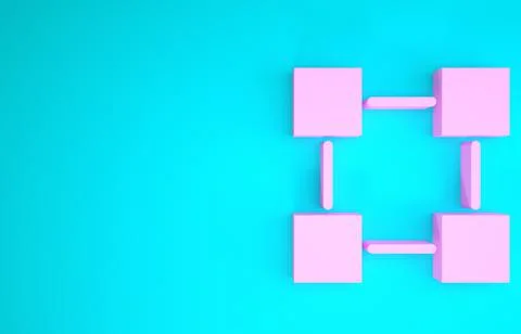Pink Blockchain technology icon isolated on blue background. Cryptocurrency d イラスト素材