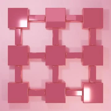 Pink Blockchain technology icon isolated on pink background. Cryptocurrency.. Stock-Illustration