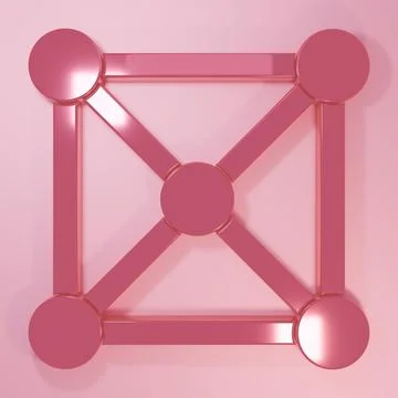 Pink Blockchain technology icon isolated on pink background. Cryptocurrency.. Stock Illustration