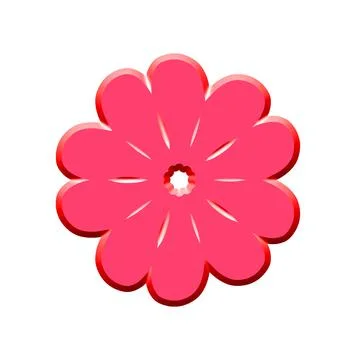 Pink Bloom with Soft Shadow on White Background Stock Illustration