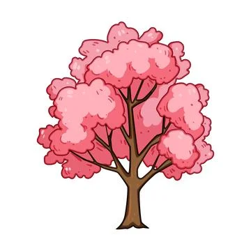 Pink blooming tree illustration for spring concept Stock Illustration