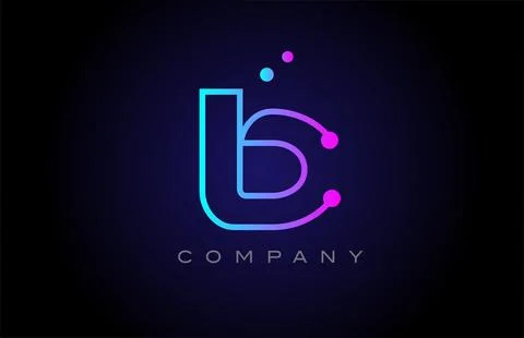 Pink blue B dot line alphabet letter logo icon design. Creative template fo.. Stock Illustration