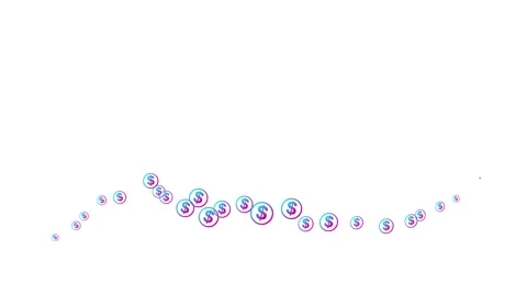 Pink blue dollar coins wave white Stock Footage 255488367