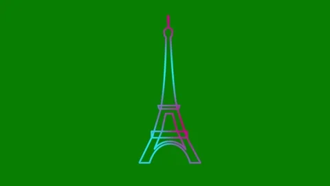 Pink blue Eiffel Tower green Stock Footage 264475493